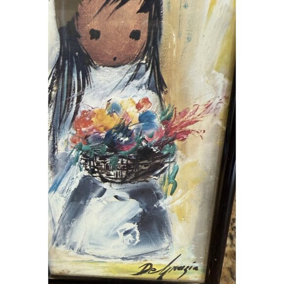 Ted DeGrazia Framed Many Many Flowers Reproduction Print 12” X 4.5” - Picture 3 of 5